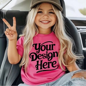 Kids T-Shirt Mockup Pink Shirt Mocks Youth Shirts Mock Up Toddler Shirt Mock-up Girl Mockup Cute Mock up Kid Mockup 3001Y 64000B 500B