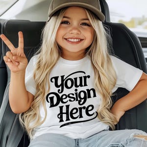 Kids T-Shirt Mockup White Shirt Mocks Youth Shirts Mock Up Toddler Shirt Mock-up Girl Mockup Cute Mock up Kid Mockup 3001Y 64000B 500B