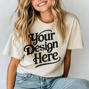 Comfort Colors 1717 Elfenbein-Hemd, Comfort Color T-Shirt Mockup, 1717 Mockup, Hemd Mockup, Elfenbein-T-Shirt Mock, Weiß Mockup Ästhetik
