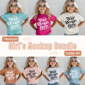 Girls T-Shirt Mockup BUNDLE, Comfort Colors Shirt Mocks Youth Shirts Mock Up Toddler Shirt Mock-up Youth Mockup Kid Mockup 3001Y 64000B 500B