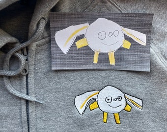 Unisex zip hoodies embroidered with children's art