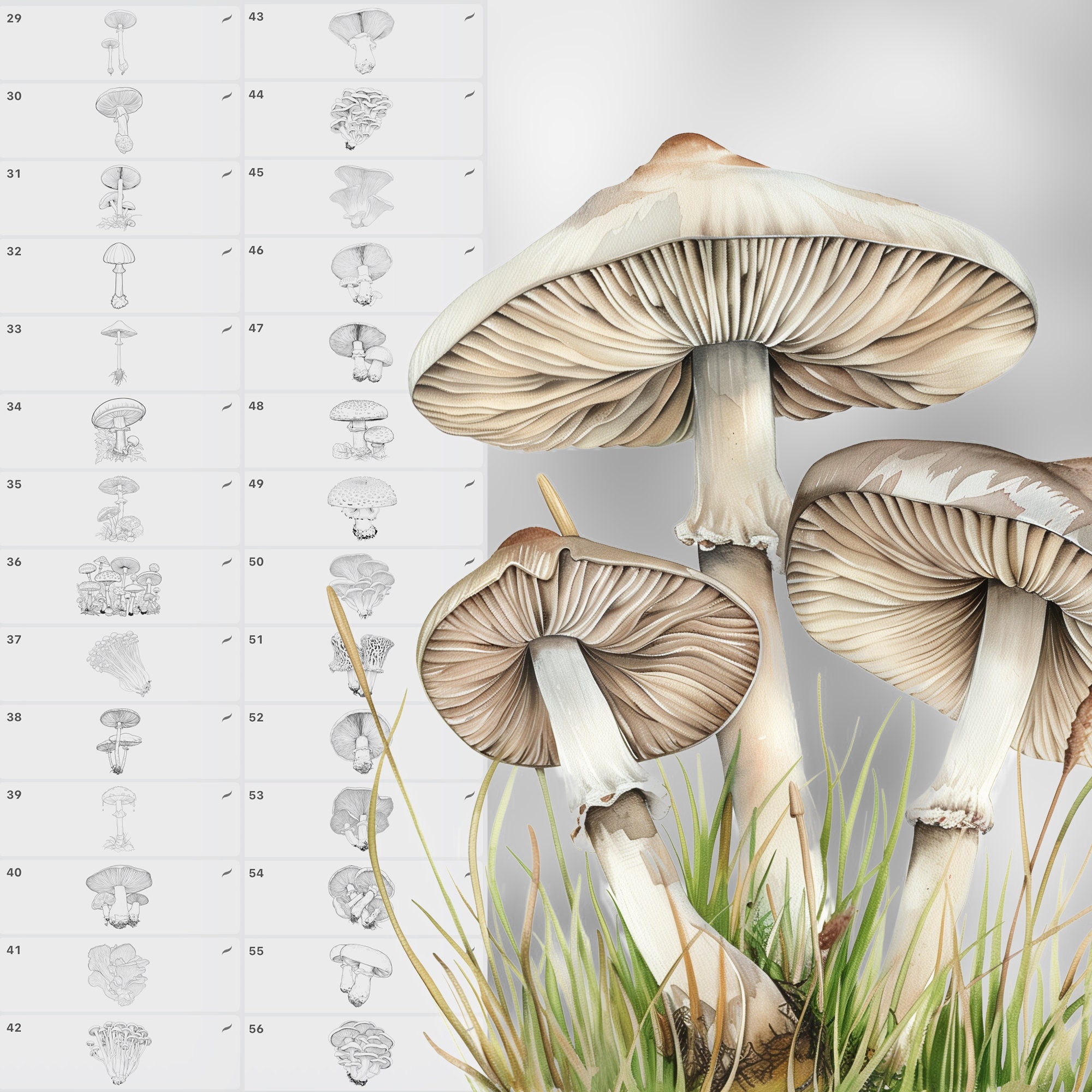 100 Procreate Mushrooms Stamp Brushes | Photoshop Mushrooms Brush ...