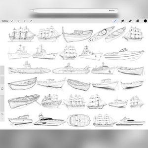 100 Procreate Watercraft Stamp Brushes | Procreate Ships Stamp Brushes ...