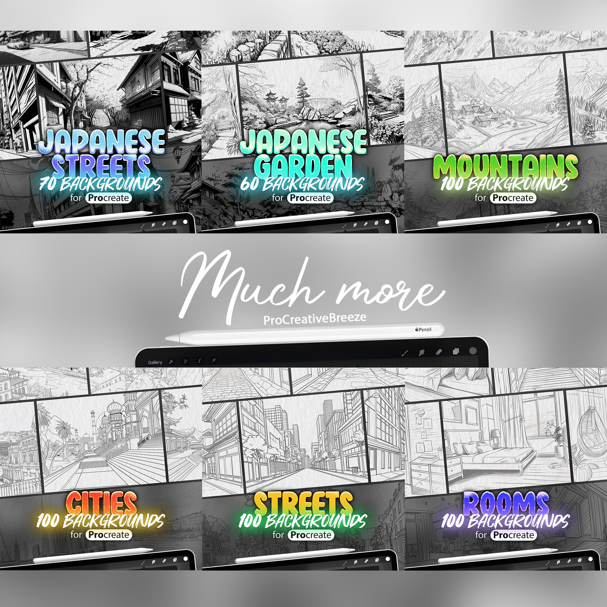 100 Procreate Cities Stamp Brushes | Procreate City Background ...