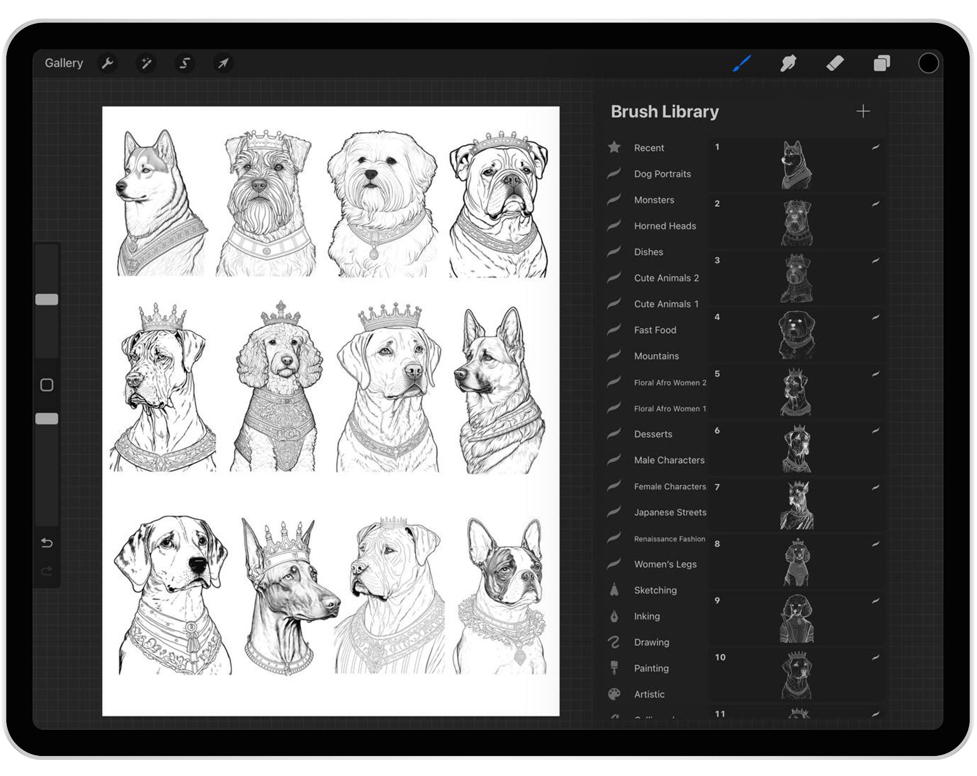 60 Procreate Dog Renaissance Portraits Stamp Brushes, Procreate Royal ...