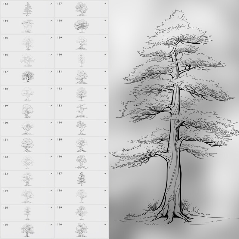 150 Procreate Tree Stamps | Realistic Tree Brushes for Procreate ...