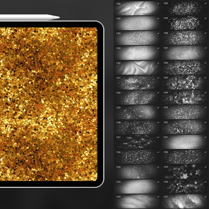 150 Procreate Glitter Textures Shimmer Glitter Procreate Texture Seamless Brushes Procreate Gold Glitter Brush Procreate Shiny Brush zdjęcie 2