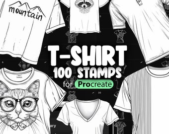 100 Procreate T-shirt Stamp Brushes | Procreate Clothing Stamp Brushes | Procreate Fashion Stamp Brushes | Procreate Woman Shirt Brush