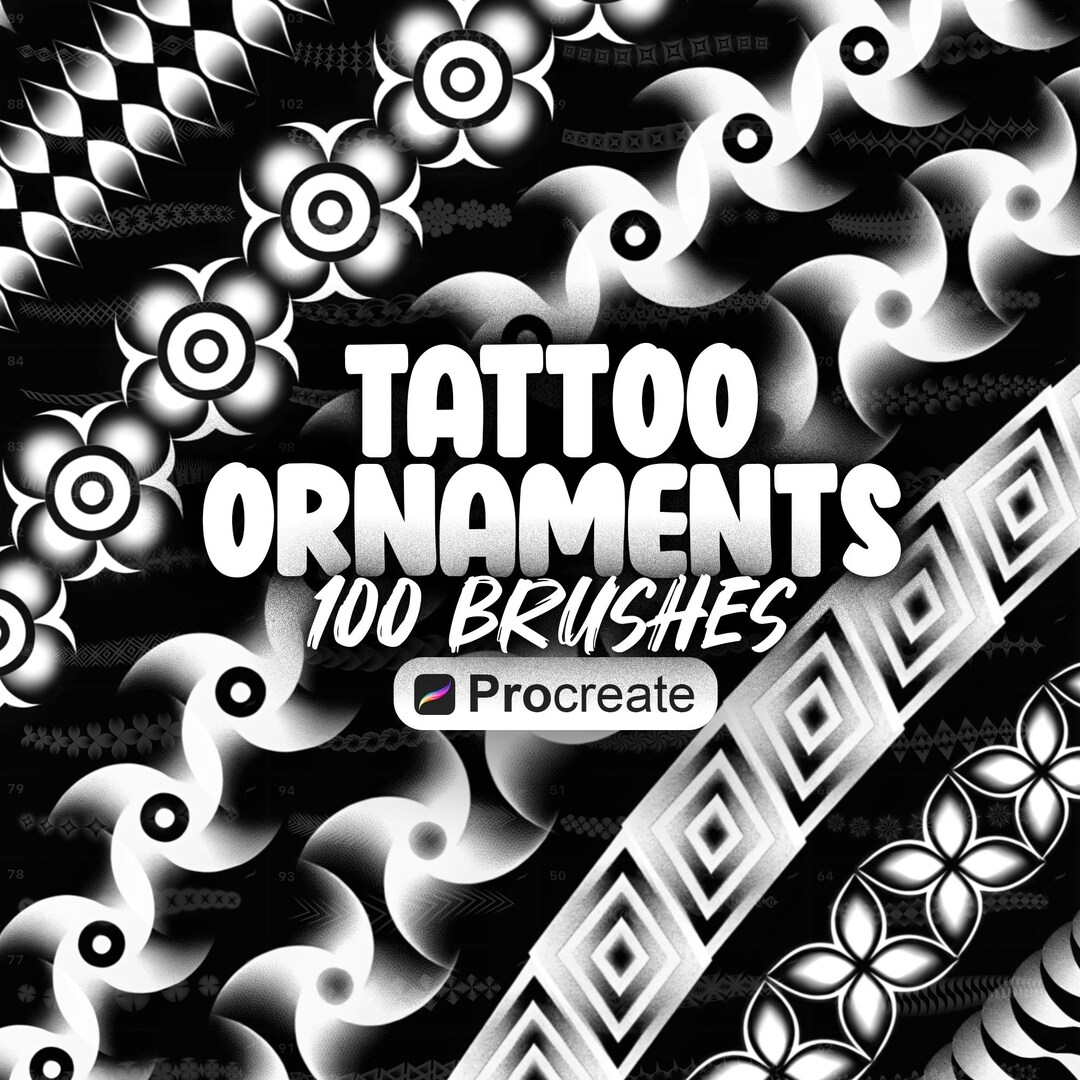 100 Procreate Tattoo Brushes | Ornamental Border Designs - Etsy