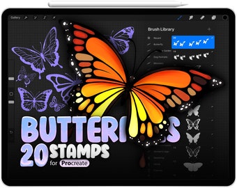 20 Procreate Schmetterlings-Stempel, Procreate Schmetterling-pinsel, Procreate Schmetterling-Referenz