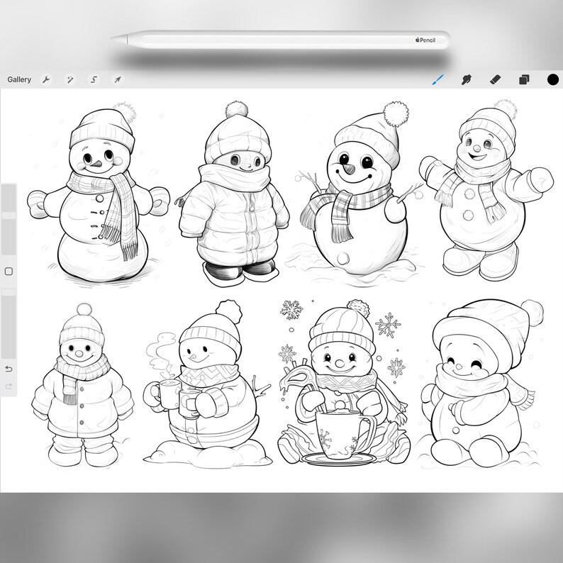 50 Procreate Snowman Stamps | Procreate Winter Stamp Brushes ...
