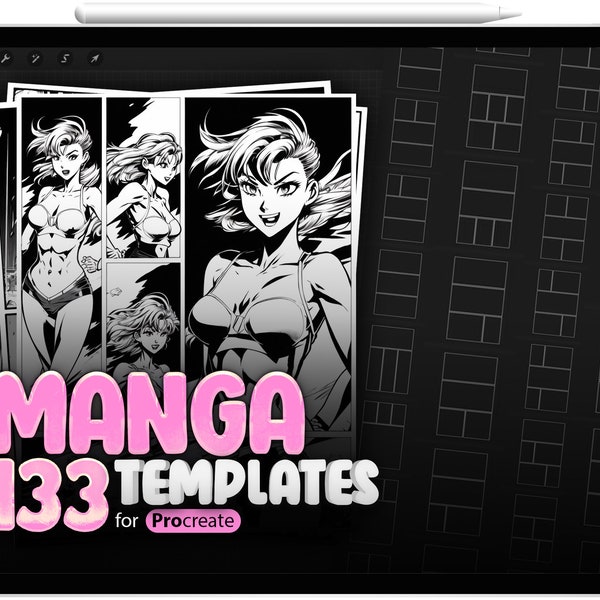 133 Procreate Manga Storyboard Templates and Halftone Brushes, Procreate Comic Templates, Procreate Comic Brush, Procreate Comic Storyboard