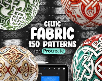 150 Procreate Celtic Patterns | Celtic Knotwork Fabric Procreate Texture Seamless Brushes | Procreate Celtic Cross Motifs Brush