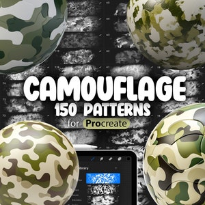150 Procreate Camouflage Textures | Army Camouflage Procreate Pattern Seamless Brushes | Procreate Woodland Camouflage | Desert Camouflage