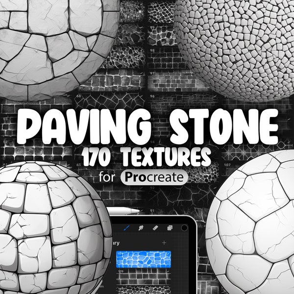 170 Procreate Paving Stone Textures | Pavement Procreate Seamless Pattern Brushes | Cobblestone Pavement Procreate Brush | Brick Pavement