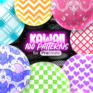 100 Procreate かわいいパターン ブラシ | かわいい Procreate ブラシ シームレスな背景 | Procreate 幾何学模様ブラシ | Procreate