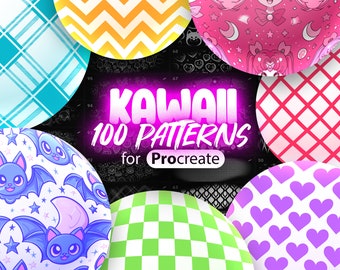 100 Procreate Kawaii Pattern Brushes | Kawaii Procreate Brushes Seamless Background | Procreate Geometric Pattern Brush | Procreate
