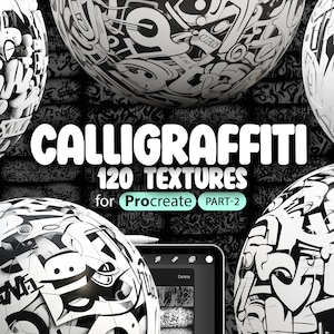 120 Procreate Calligraffiti Textures (Part-2) | Procreate Graffiti Brushes | Procreate Lettering Brush | Procreate Spray Texture Brushes