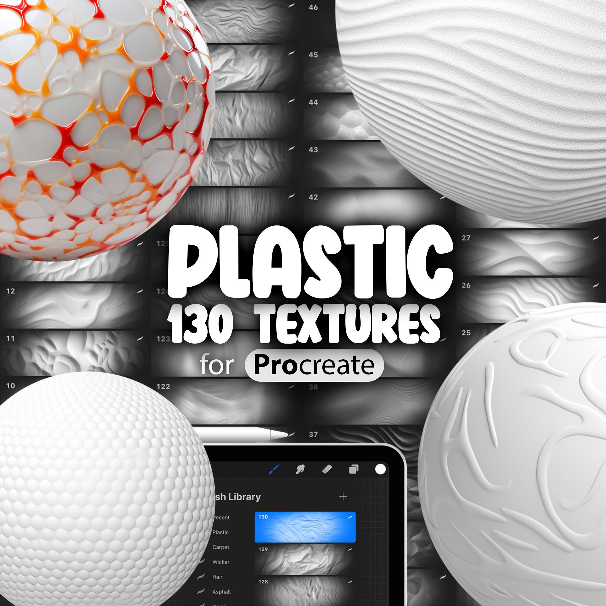130 Procreate Plastic Textures / Smooth Plastic Procreate Pattern Seamless Brushes / Texture plastica opaca / Texture plastica lucida