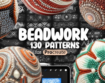 130 Procreate Beadwork Patterns | Beaded Embroidery Procreate Pattern Seamless Brushes | Procreate Beaded Tapestry Pattern Brush