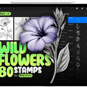 80 Procreate Wildflowers Part - 2 Stamp Brushes, Procreate Flowers, Hyacinth, Hibiscus, Hepatica, Gladioli, Gerberas, Gaillardia
