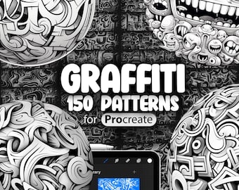 150 Procreate Graffiti Patterns | Graffiti Tag Procreate Texture Seamless Brushes | Street Art  Procreate Brush | Graffiti Character Pattern