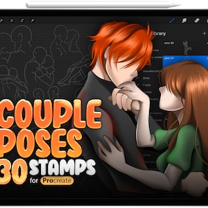30 Procreate Couple Poses Stamp Brushes, Procreate Body Brushes, Procreate Kissing Stamp Brush, Procreate Love Stamps, Procreate Woman, Man