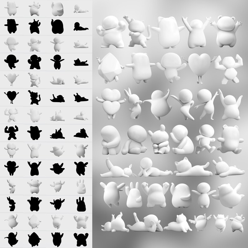 110 Procreate 2D Cute Characters Base Bodies Stamp Brushes | Procreate ...