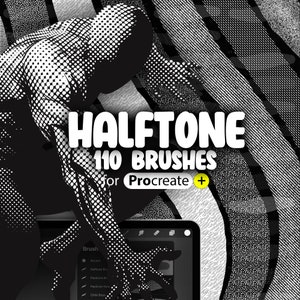 110 Procreate Halftone Brushes | Procreate Halftone Textures | Procreate Dots and Lines Brushes | Procreate Halftone Stamps
