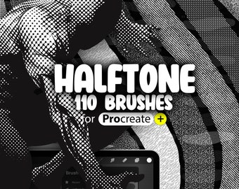 110 Procreate Halftone Brushes | Procreate Halftone Textures | Procreate Dots and Lines Brushes | Procreate Halftone Stamps