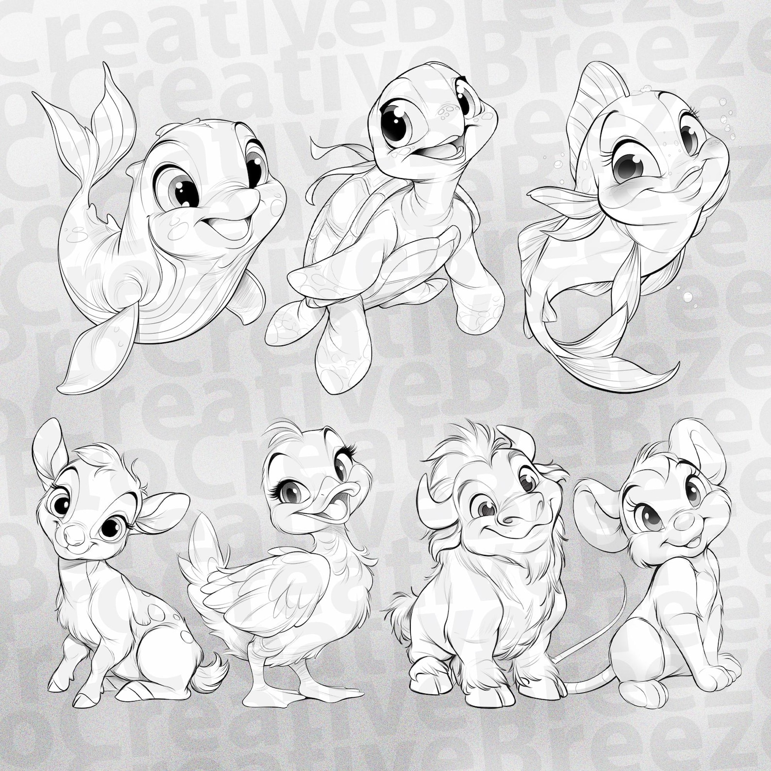 120 Procreate Cartoon Animals Stamps | Procreate Cartoon Characters ...
