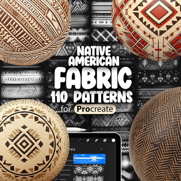 110 Procreate Native American Fabric Patterns | Procreate Ganado Prints Brush | Procreate Navajo Pattern Pattern Seamless Brushes