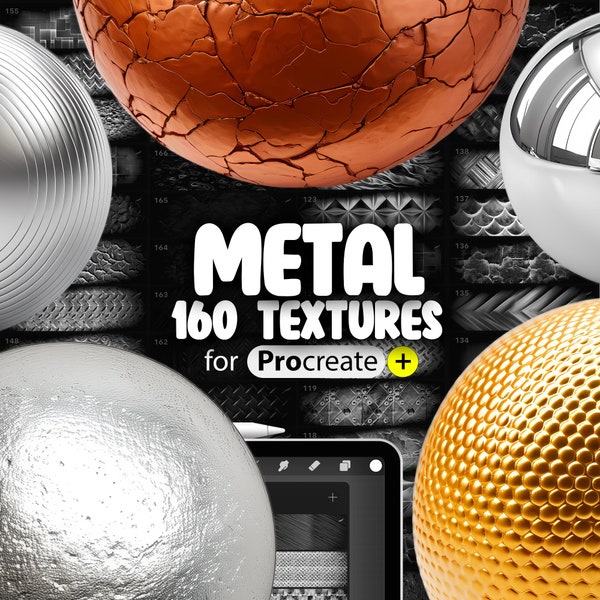 160 Procreate Texture metallica / Procreate Texture metallica Pennelli senza giunture / Procreate Spazzola di ferro / Procreate Metallo rustico / Procreate Oro