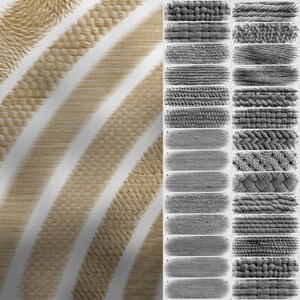 May include: A collection of 25 different woven fabric textures in various shades of brown and gray. The textures are arranged in rows and numbered from 1 to 25.