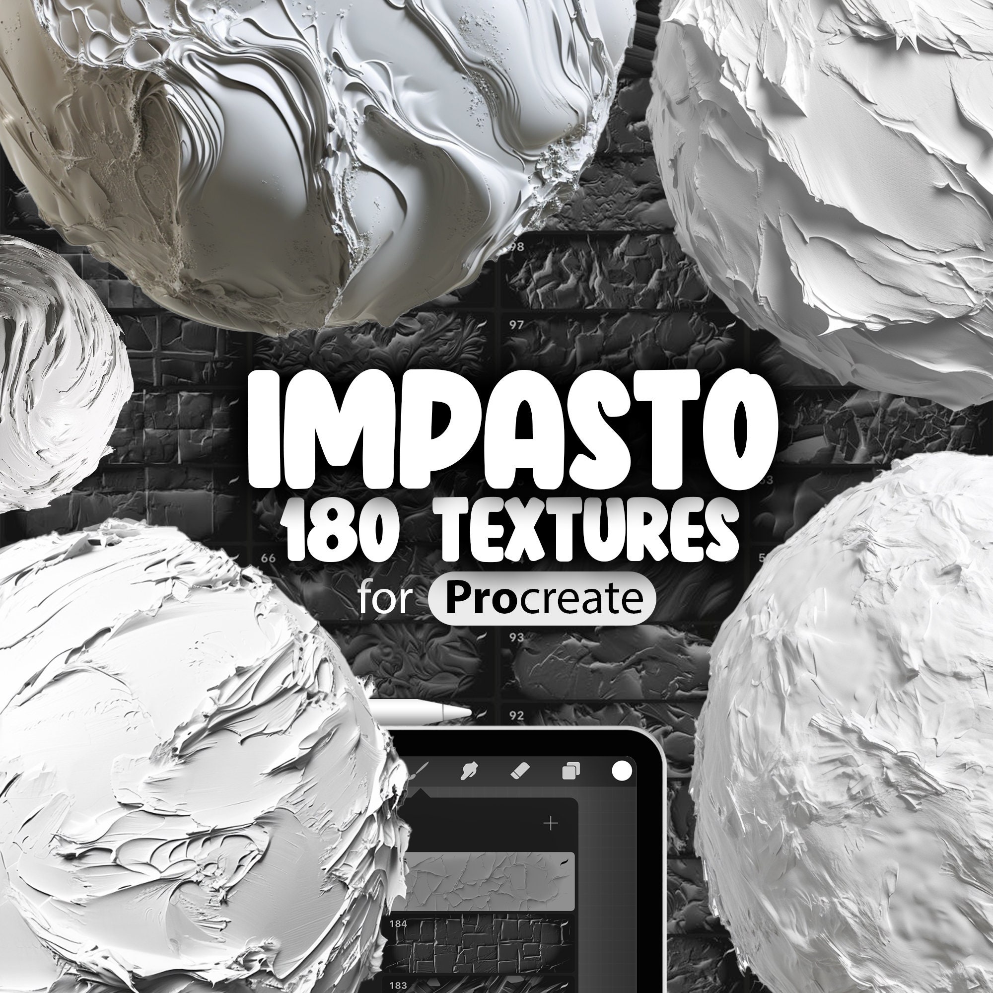 180 Procreate Impasto-Texturpinsel | Gouache- und Leinwandpinsel für realistische Malstruktur - Image 1