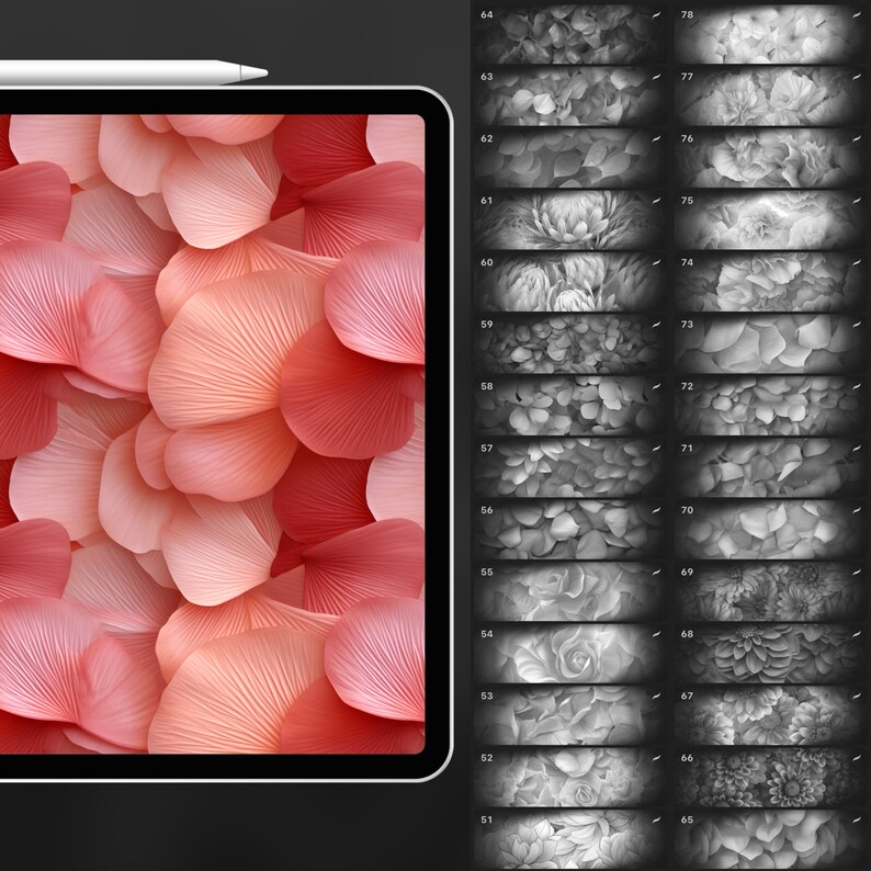 130 Procreate Flower Petal Textures | Flower Procreate Texture Seamless ...