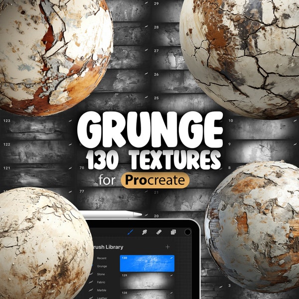 130 Maak grunge-texturen opnieuw | Grunge voortplanten textuur naadloze borstels | Oude muurtextuur Procreate Brush | Graffiti Achtergrond Voortplanting