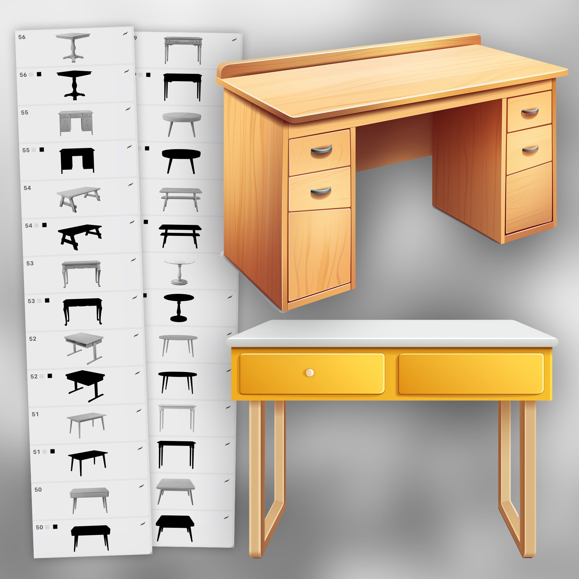 100 Procreate Tables Stamp Brushes | Procreate Furniture Stamp Brushes ...