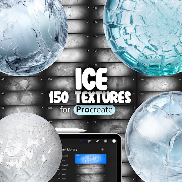 150 Procreate Ice Textures | Clear Ice Procreate Texture Seamless Brushes | Procreate Cracked Ice Texture | Procreate Frosted Ice Texture