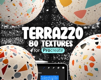 80 Procreate Terrazzo Textures | Classic Venetian Terrazzo Procreate Seamless Pattern Brushes | Tile Procreate Textures | Wall Textures