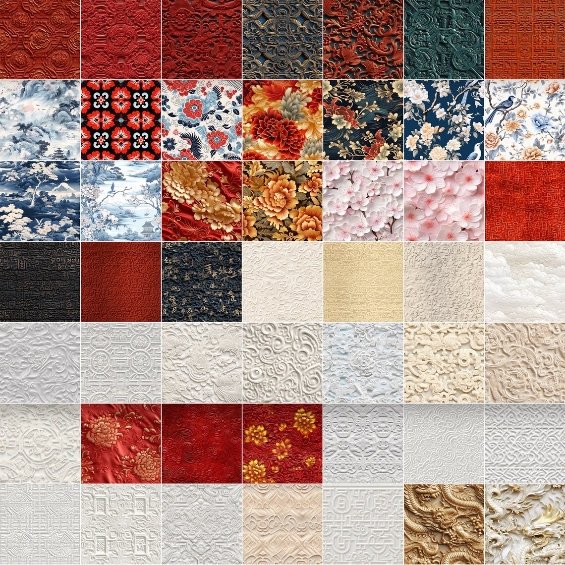 150 Patterns 150 Procreate Chinese Patterns | Traditional China Procreate Texture ...