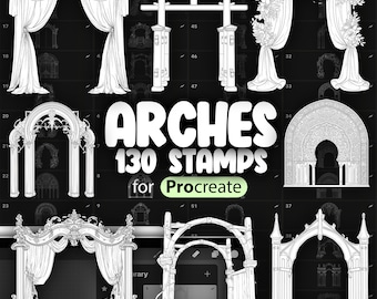 130 Procreate Ceremony Arches Stamp Brushe | Procreate Wedding Arch Stamps | Procreate Traditional Wooden Arch Stamps | Floral Circle Arch