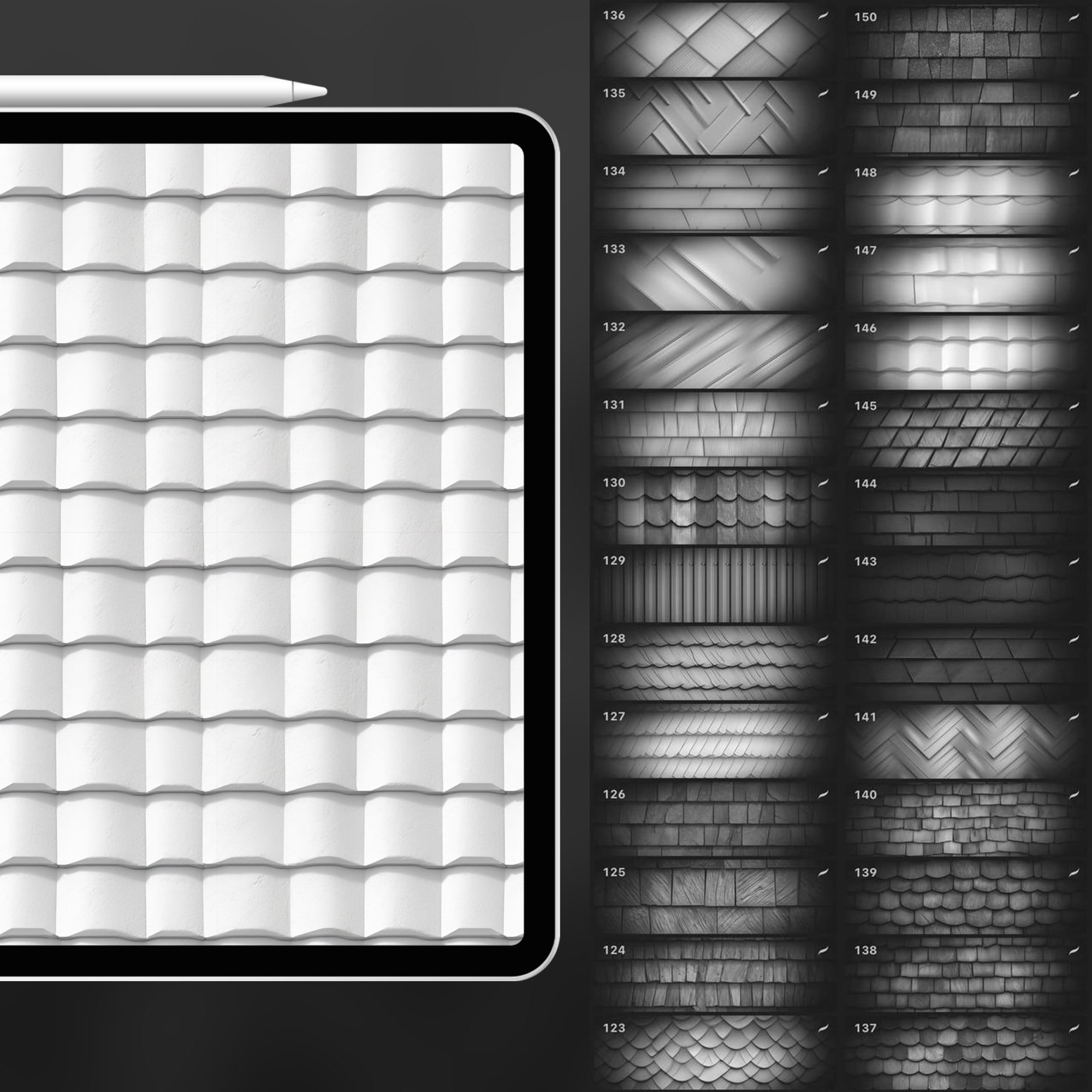 150 Procreate Roof Textures | Tiles Roof Procreate Pattern Seamless ...