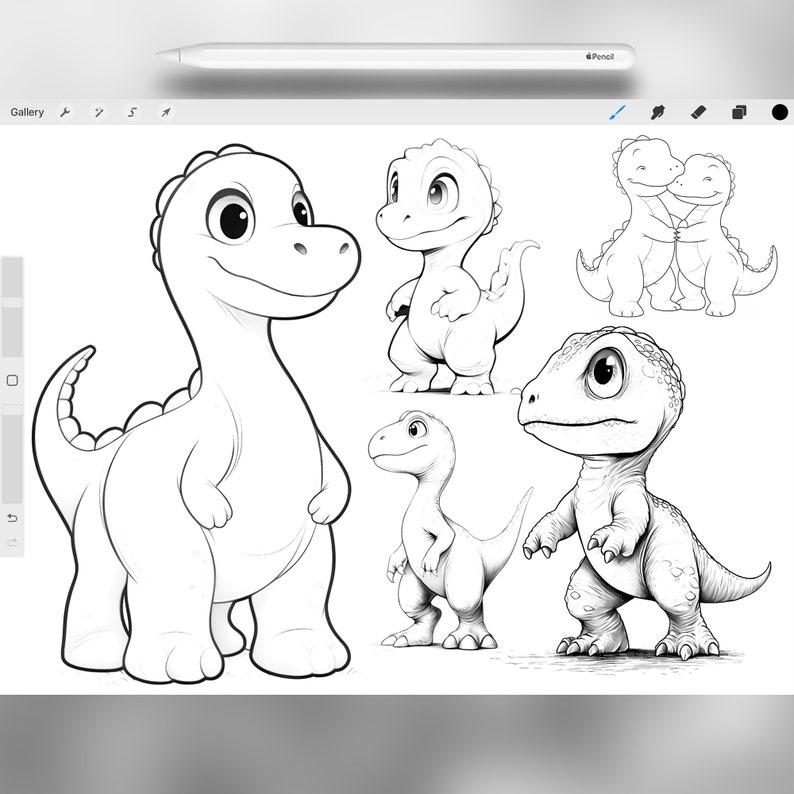 150 Procreate Cute Dinosaurs Stamps | Procreate Dino Stamp Brushes ...