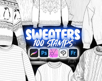 100 Procreate Sweater Stamp Brushes | Procreate Clothing Stamp Brushes | Procreate Clothes Stamp Brushes | Procreate Fashion Brush