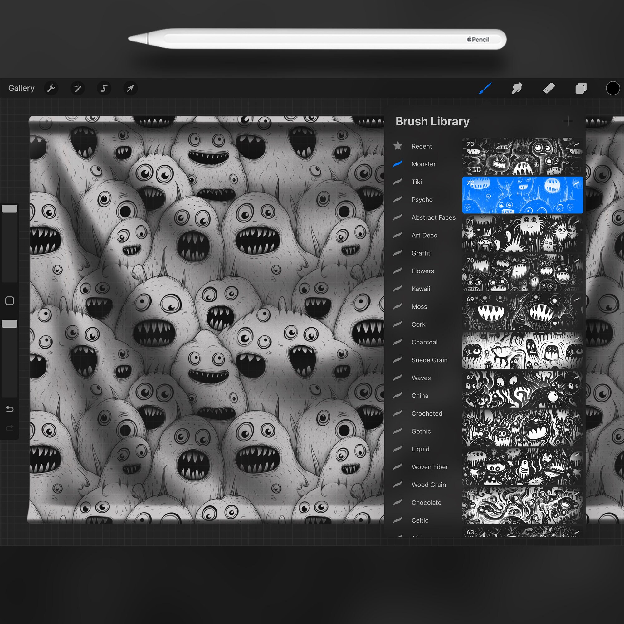 100 Procreate Monster Patterns | Procreate Halloween Brush | Procreate ...