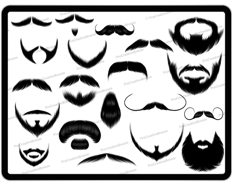 30 Procreate Beards and Mustaches Stamp Brushes Procreate Etsy