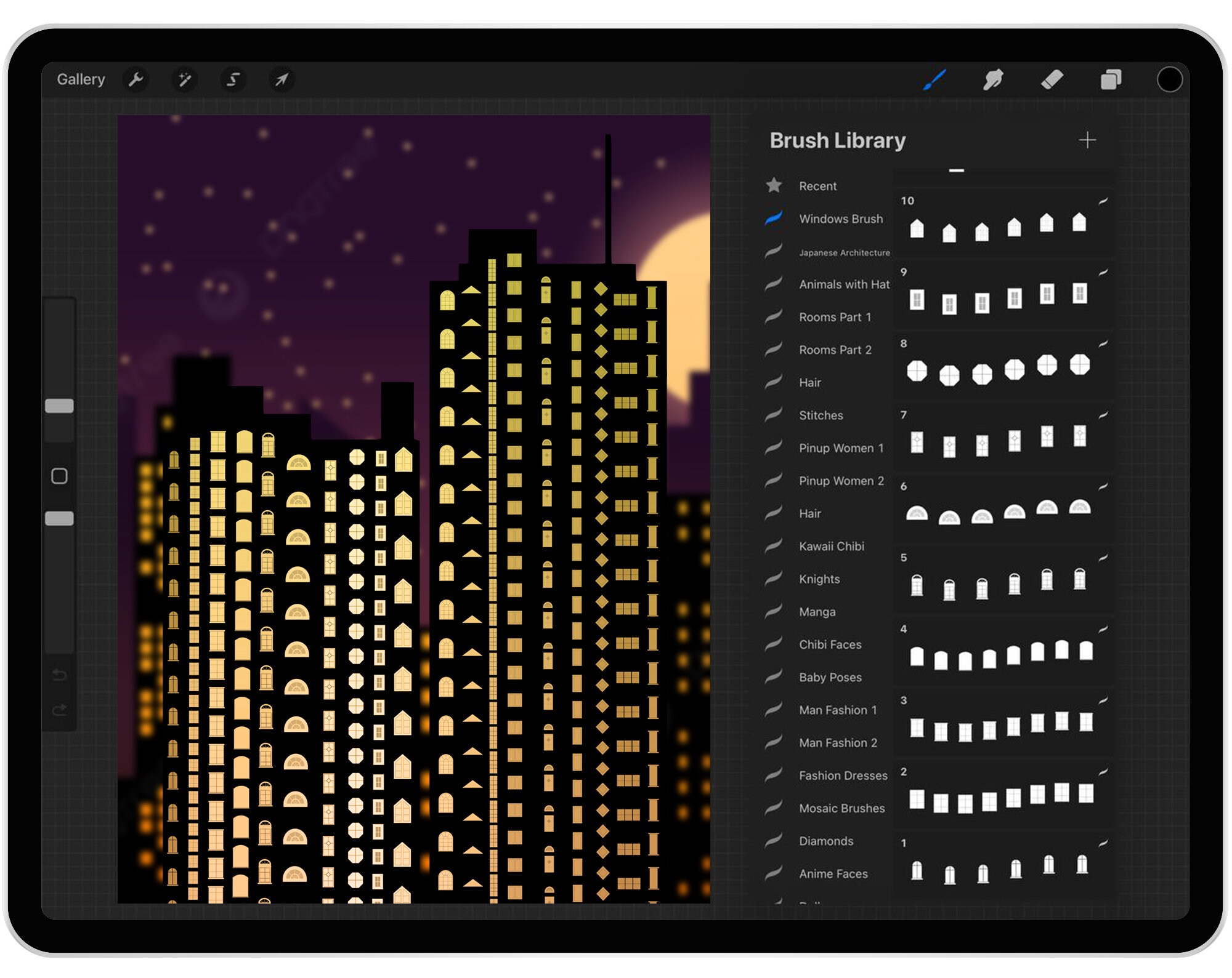 Procreate Preview Window 20 Procreate Windows Brushes, City Brushes Bundle, Skyline Brushes ...