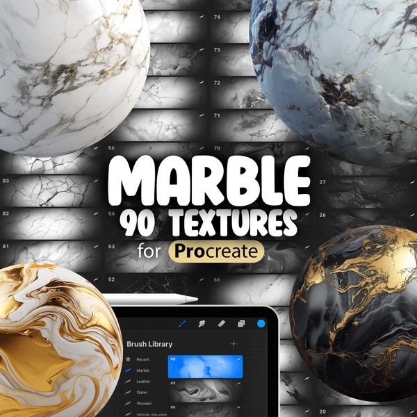 90 Procreate Marmor Texturen | Alkohol Procreate Texture Seamless Brushes | Stein Procreate Textures | Procreate Onyx Marmor Textur