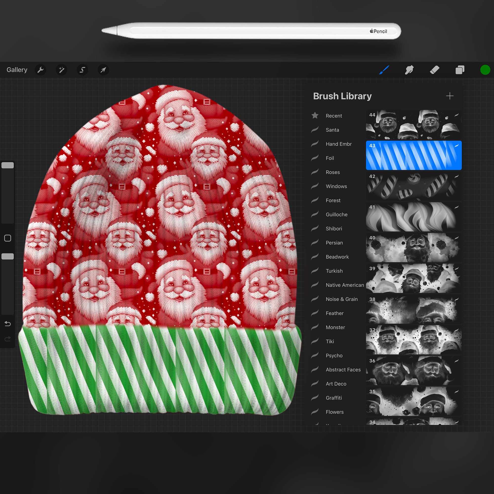 90 Procreate Santa Claus Patterns | Christmas Procreate Seamless ...